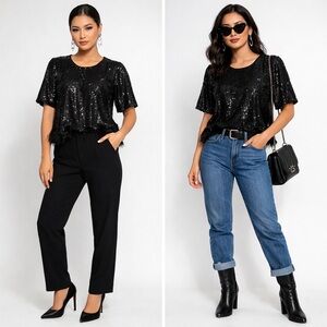Black Sequin Top